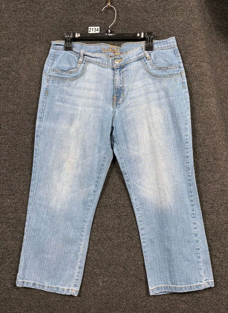 Southpole Capri Jeans Juniors Size 13 Blue Medium Wash Stretch Mid-Rise Cotton
